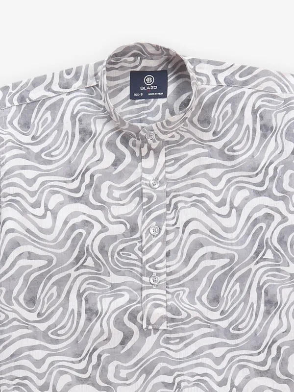 White cotton kurta style shirt for boys