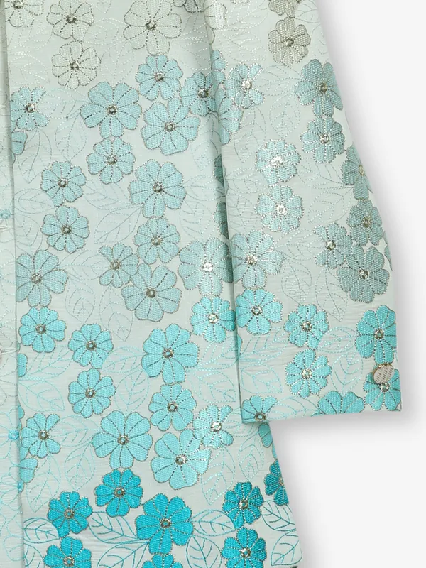 White cotton silk indo-western setfor boys