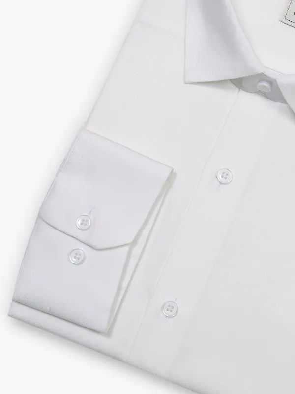 White cotton slim fit party shirt