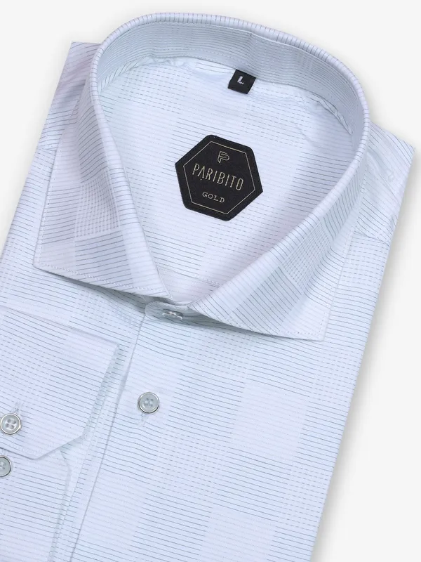White cottonshirt with pista green thread