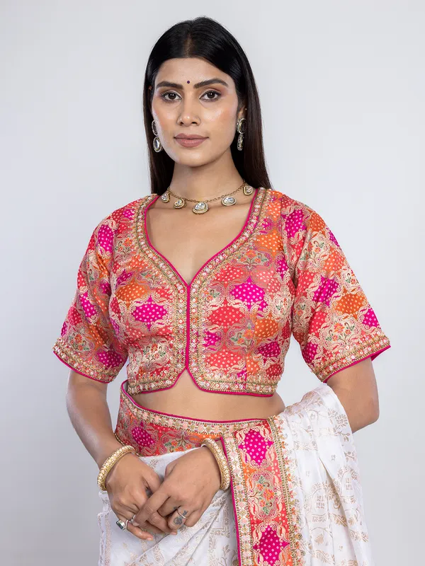 White dola silk saree with readymade  blouse