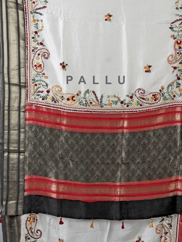 White dola silk wedding wear saree with sequins
