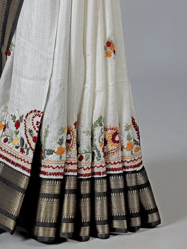White dola silk wedding wear saree with sequins