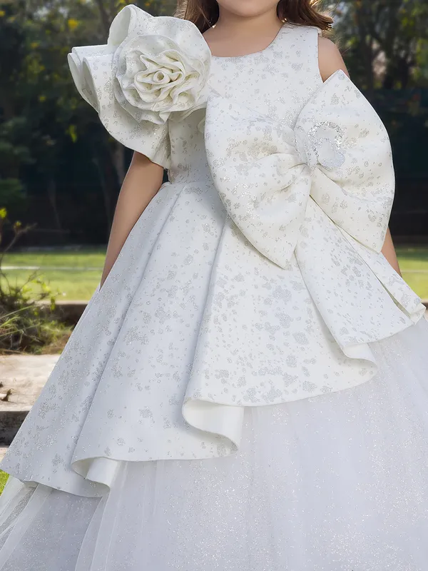 White floor length gown in soft net