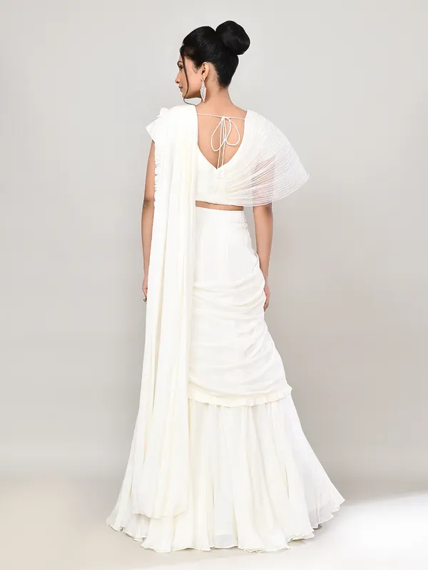 White georgette designer lehenga choli for party wear