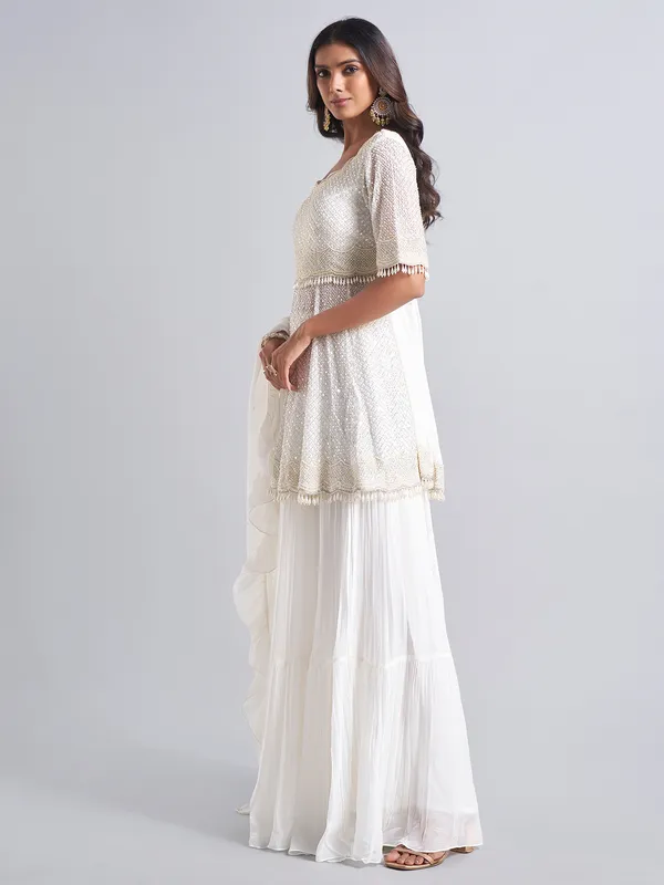 White georgette lehenga salwar suit