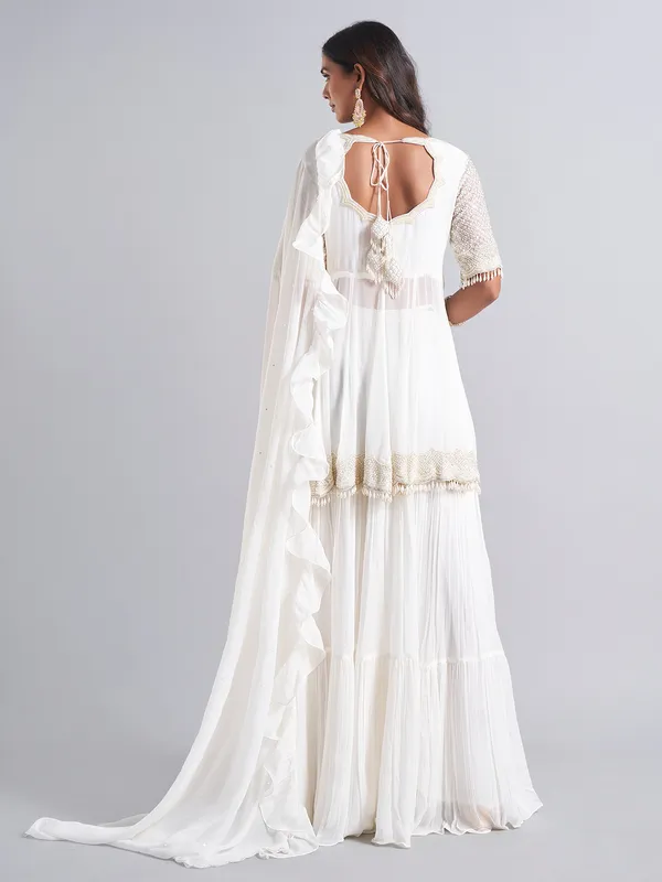 White georgette lehenga salwar suit