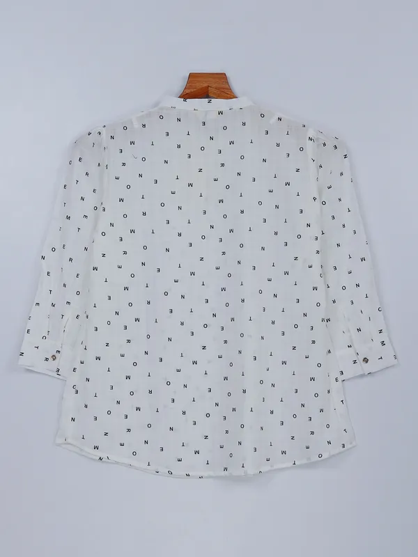 White georgette printed casual top