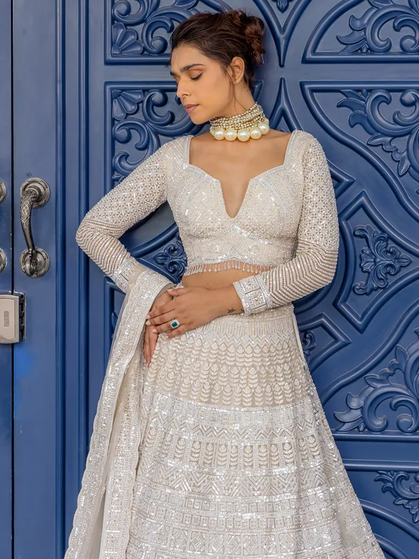 White gorgeous net lehenga choli