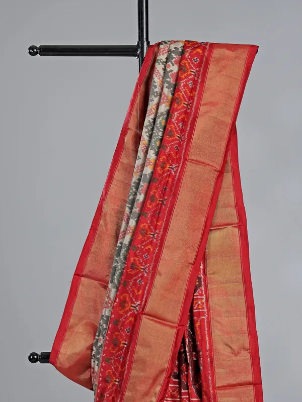 Grey hyderabadi silk saree for wedding wear