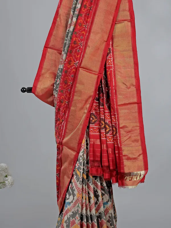 Grey hyderabadi silk saree for wedding wear
