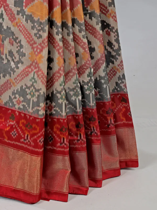 Grey hyderabadi silk saree for wedding wear