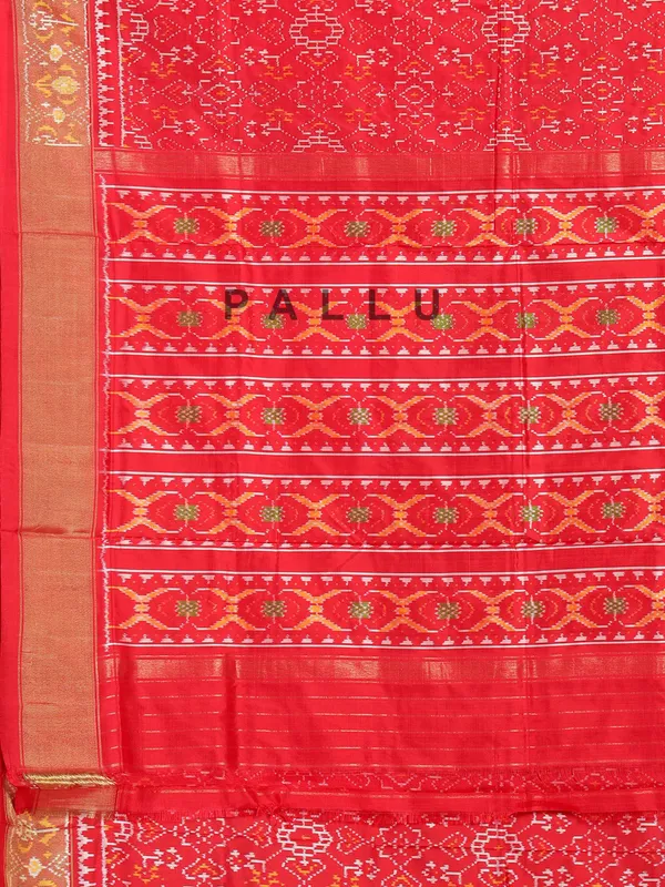 Red patola silk saree for wedding wear with print