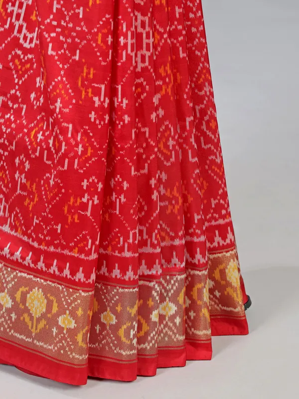 Red patola silk saree for wedding wear with print