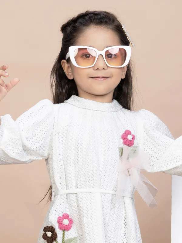 White knit frock for elegant look