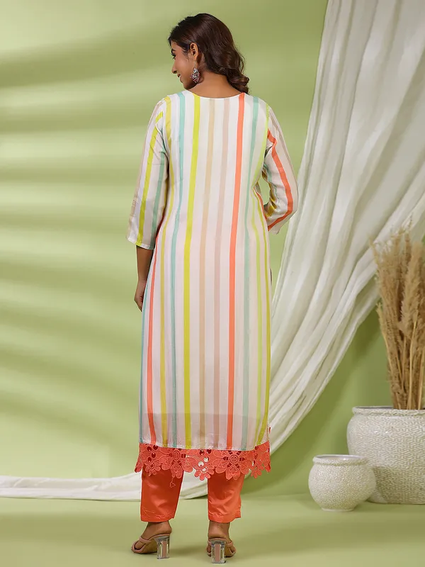 White kurti set with printed dupatta