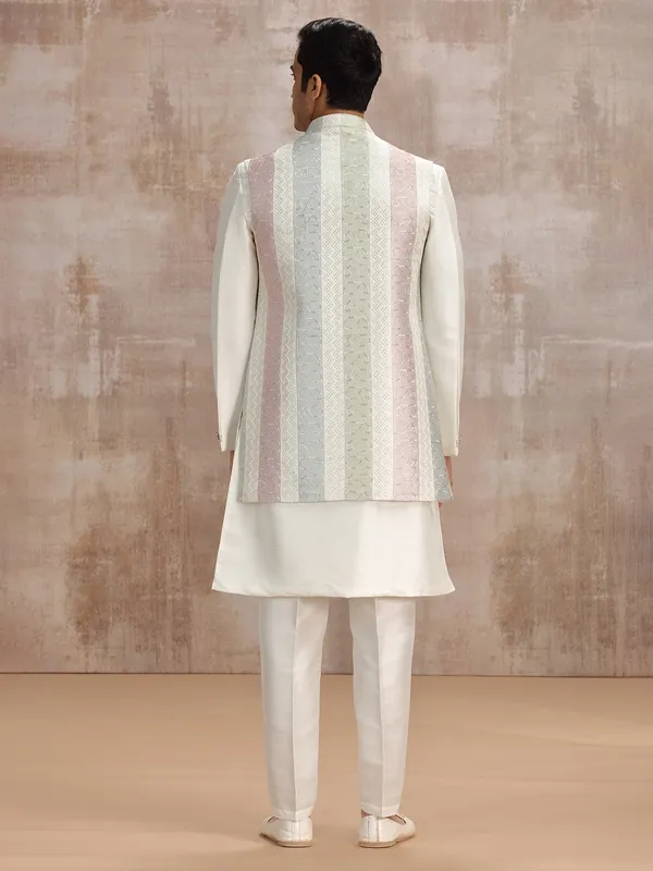 White long waistcoat set for wedding occasions
