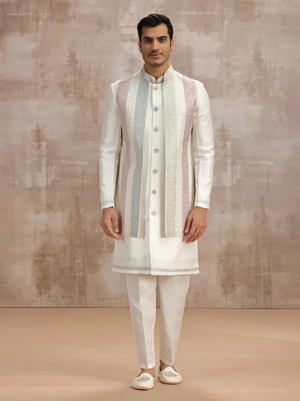 White long waistcoat set for wedding occasions