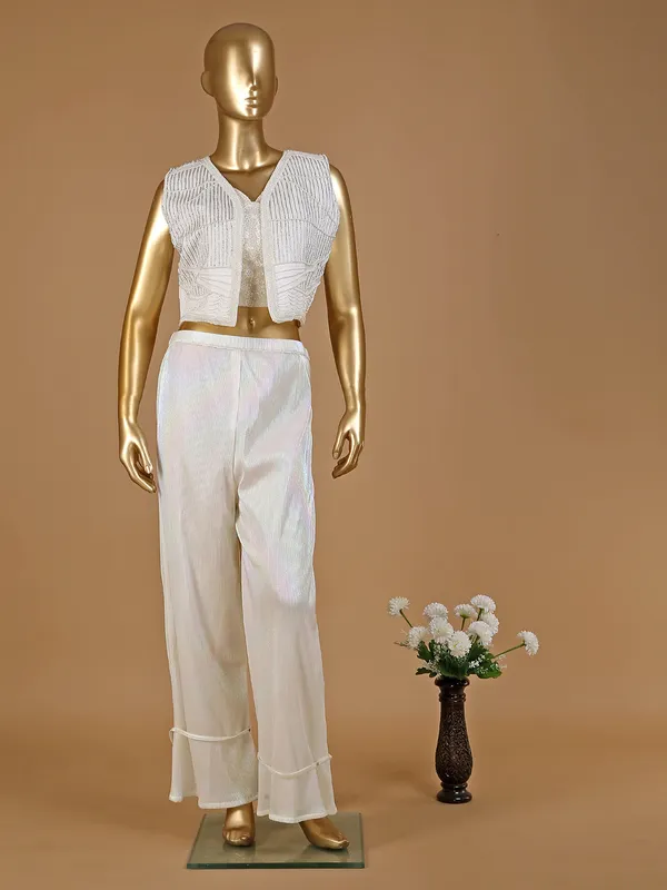 White lycra festive wear co ord set