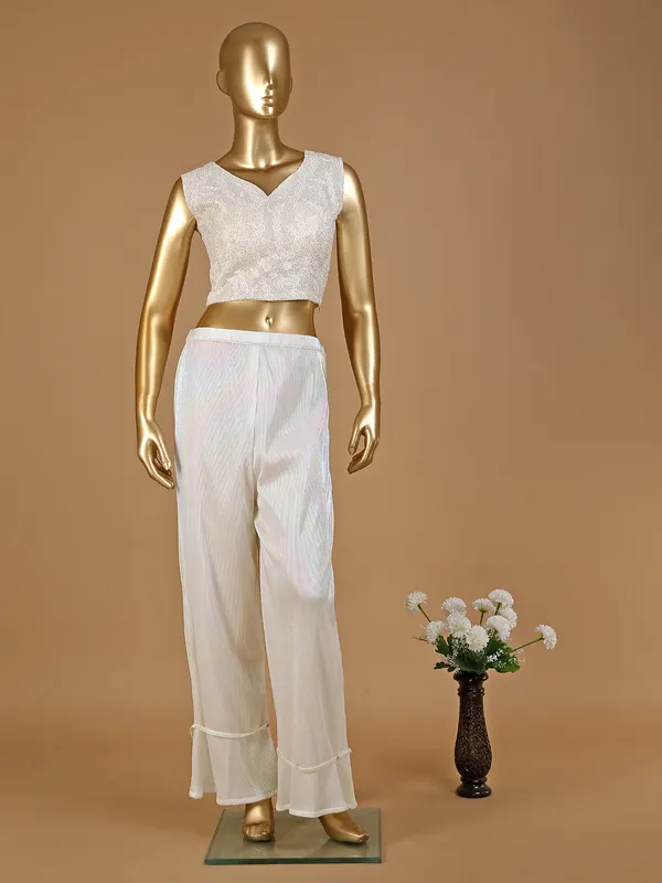 White lycra festive wear co ord set