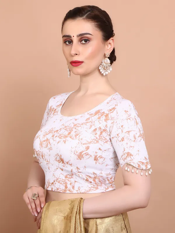White lycra strechable ready made blouse