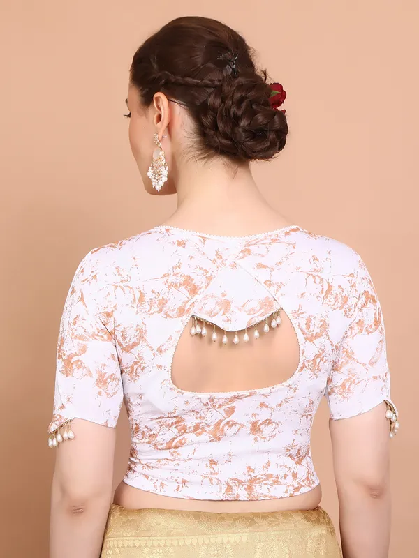 White lycra strechable ready made blouse