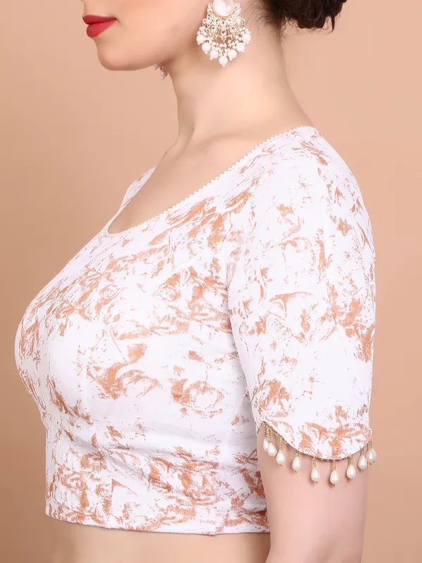 White lycra strechable ready made blouse