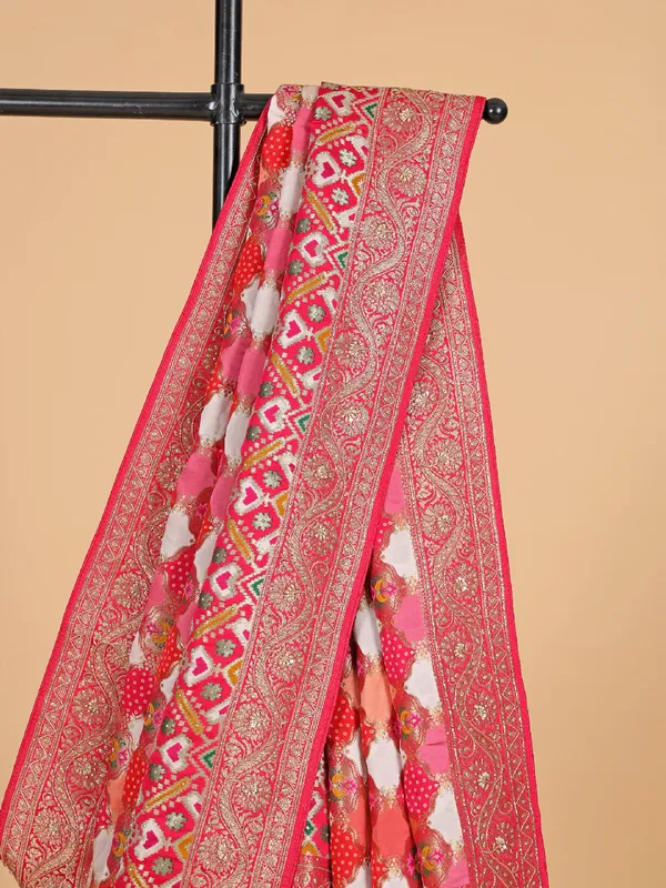 White masru silk saree with zari work