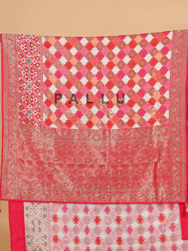 White masru silk saree with zari work