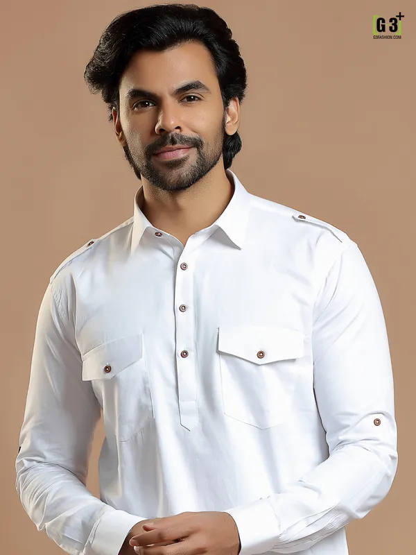 White men festive events cotton silk plain pathani suit