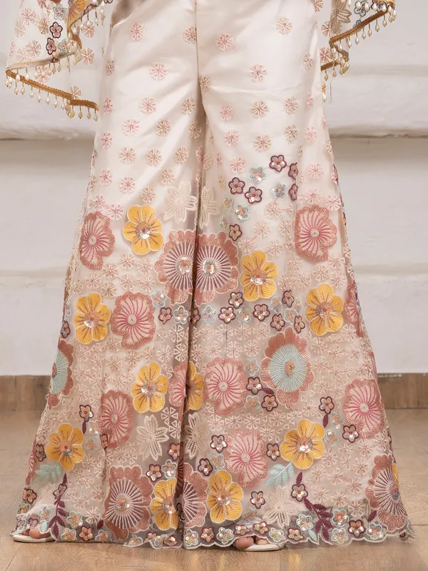 White net palazzo salwar suit with elegant jacket