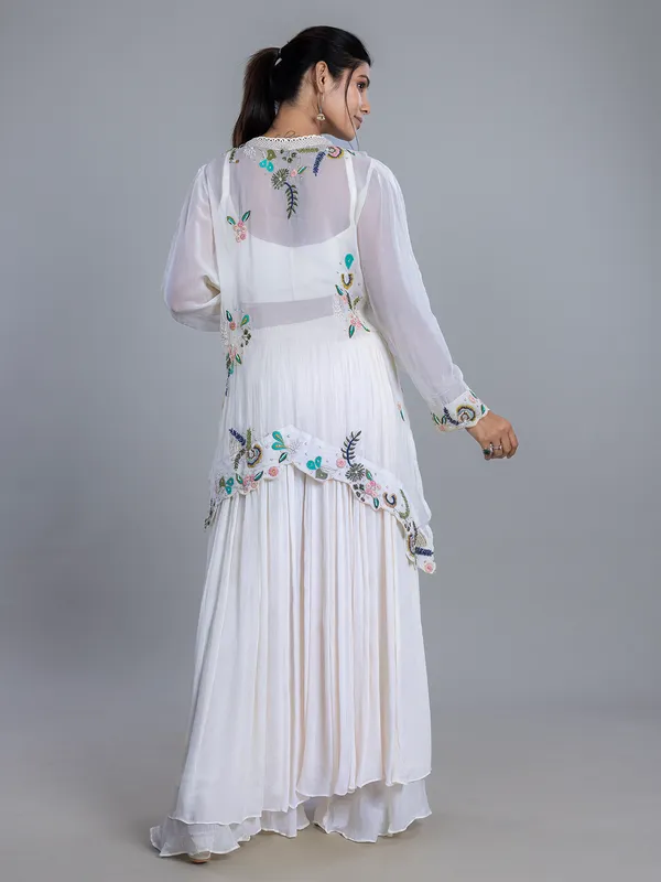 White party wear palazzo suit in chiffon