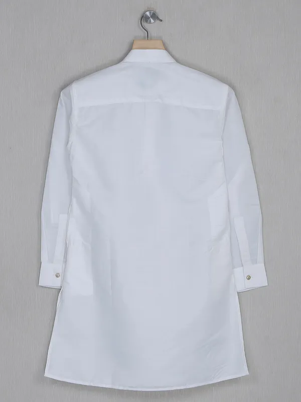 White plain festive wear boys cotton kurta suit