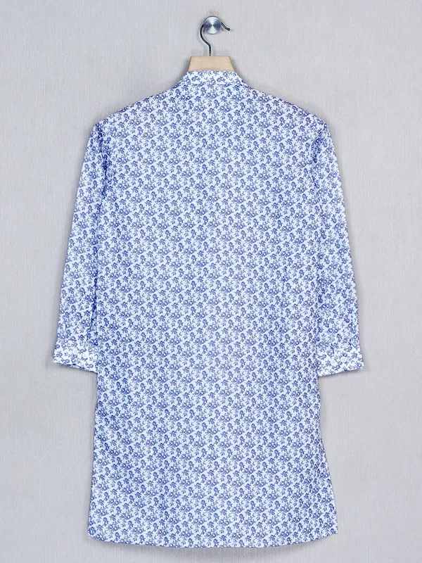 White printed cotton kurta suit for festive wear