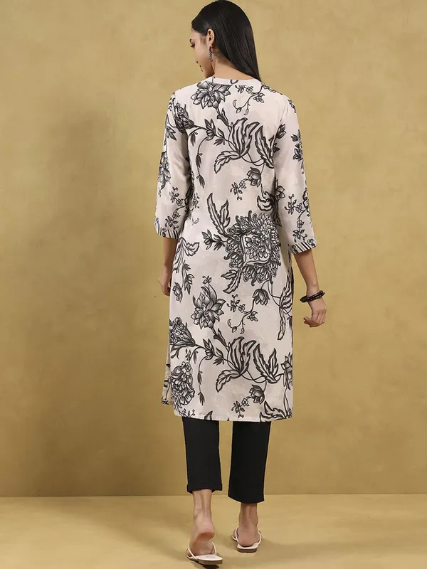 White printed cotton kurti for women casual wear
