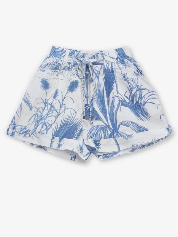 White printed cotton shorts for girls