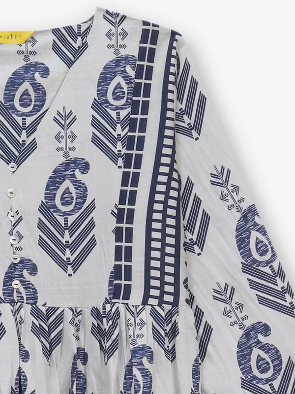 White printed top in soft cotton