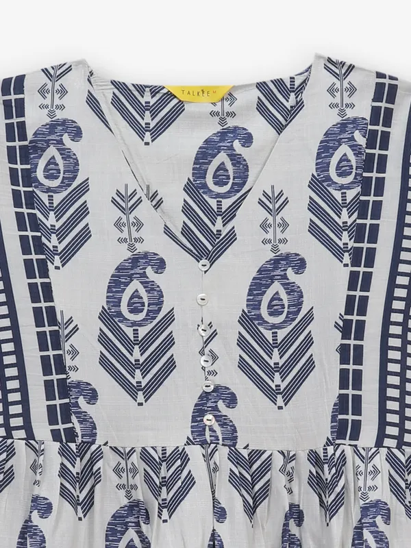White printed top in soft cotton
