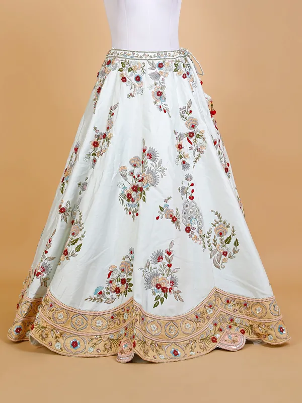 White raw silk lehenga choli for bridal