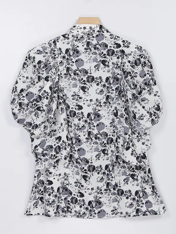 White rayon cotton printed top