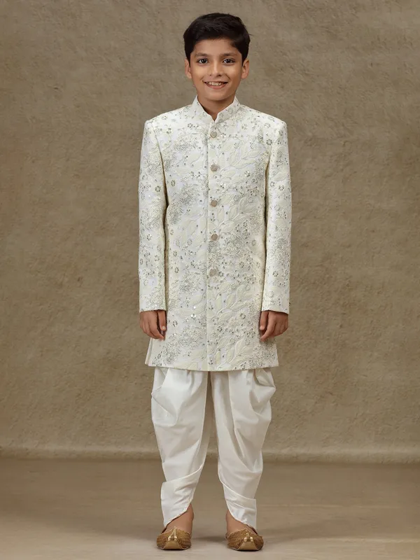 White silk boys indowestern