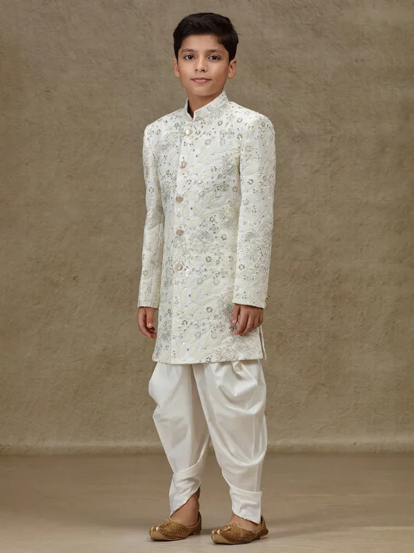 White silk boys indowestern