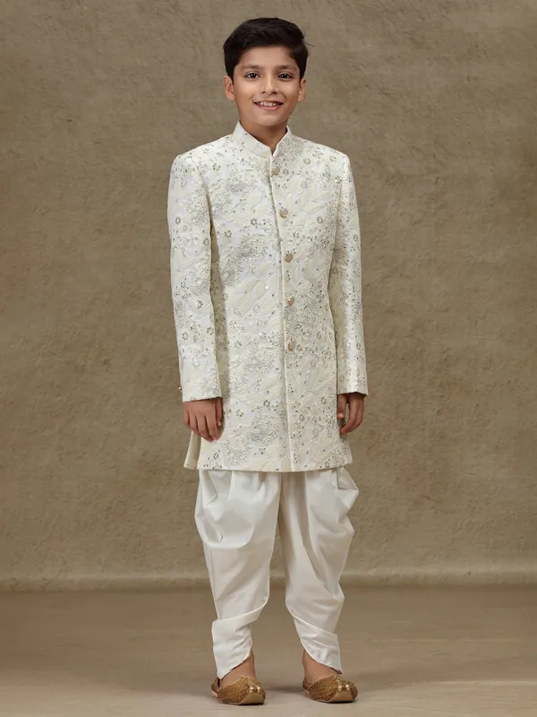 White silk boys indowestern
