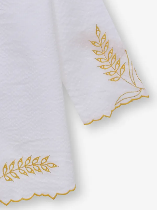 White silk collar neck tunic top