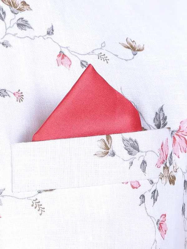 White silk flower printed waiscoat