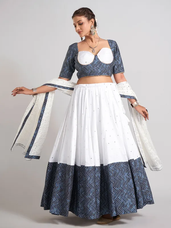 White silk gota and aabla chaniya choli