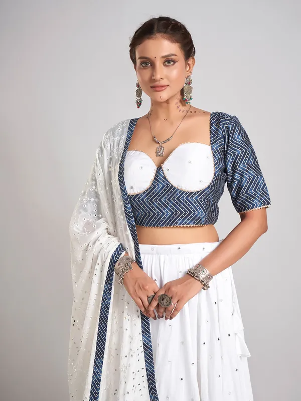 White silk gota and aabla chaniya choli