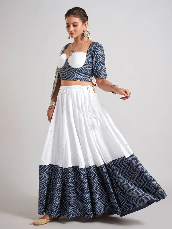 White silk gota and aabla chaniya choli