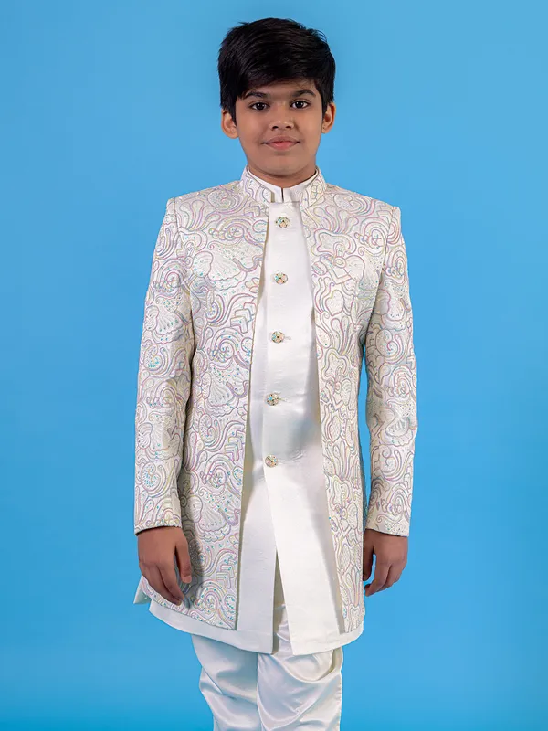 White silk indo western ethnic set