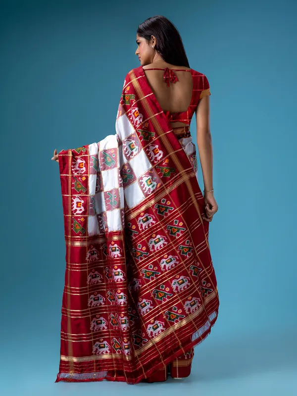 White silk patola printed saree